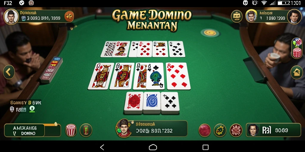 Antarmuka menarik F32 yang menyuguhkan pengalaman bermain Domino.