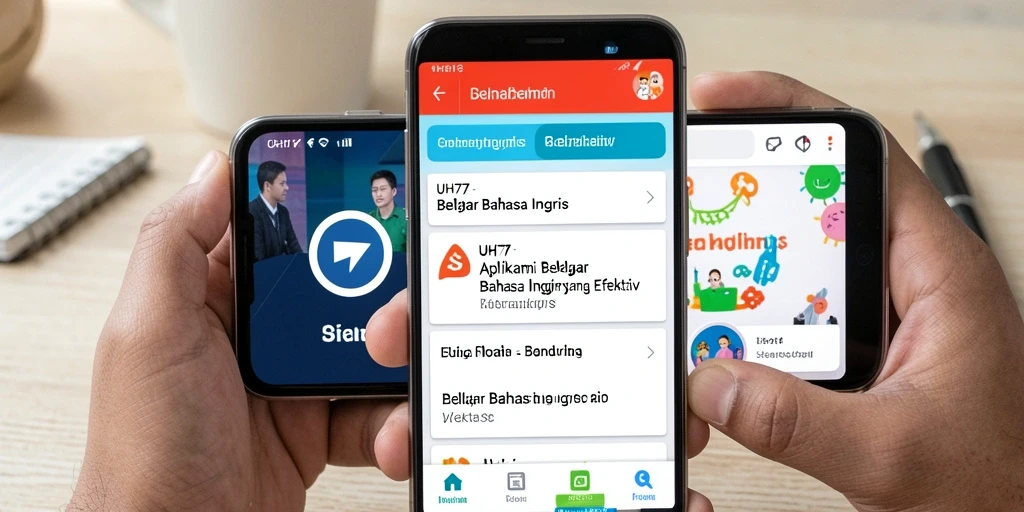 Antarmuka UH77 dengan fitur Belajar Bahasa Inggris yang menarik.